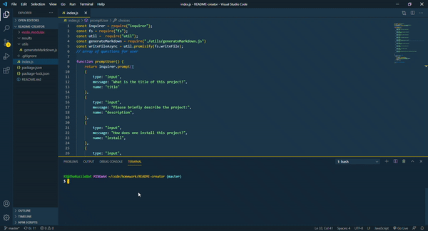 A gif showing the operation of the application's cli interface